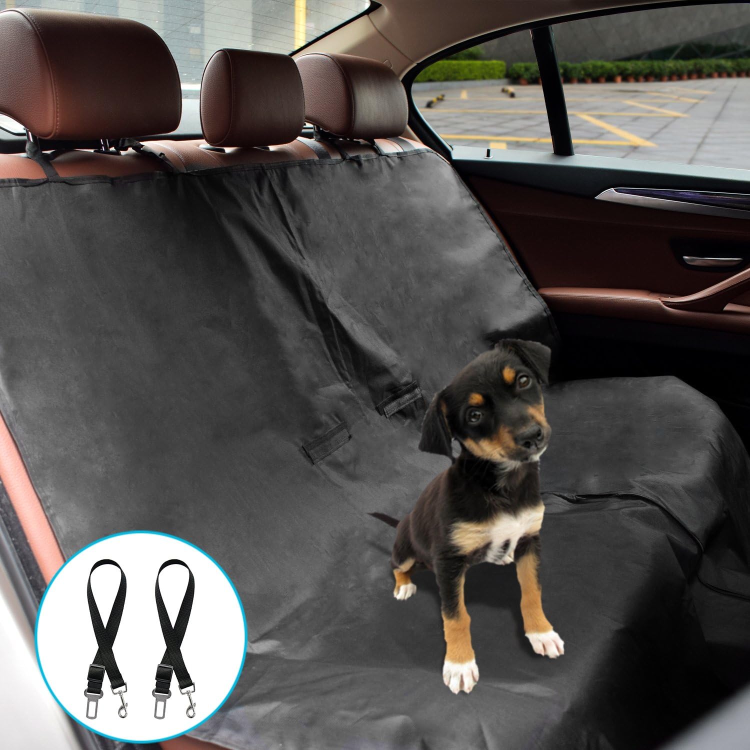 petbob Car Pet Seat Cover Dog Car Hammock, Waterproof Car Bench Backseat Protection Cover, Portable Pet Barrier for Medium Cars Trucks SUV, Foldable Travel Mat for Camping
