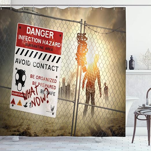 Amazon Com Ambesonne Zombie Shower Curtain Dead Man Walking In
