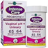 Vital Planet - Intense Care Vaginal pH &amp; Urinary Probiotics for Women Plus Organic Prebiotics, Postbiotics, and Parabiotics, 65 Billion CFU and 64 Strains, Immune and Digestive Health 30 ct