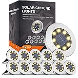 INCX Solar Ground Lights, 8 LED Garden Lights Solar Powered,Disk Lights Waterproof In-Ground Outdoor Landscape Lighting for P