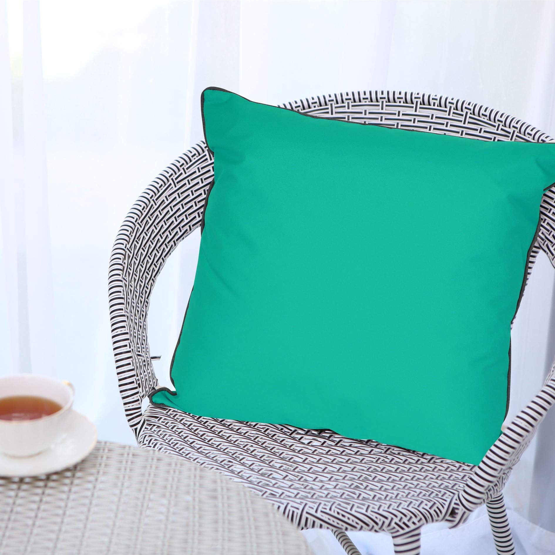 LILENO HOME Cushion 60 x 60 cm [Set of 2] - Water-Repellent Cushion Cover Turquoise Green (Without Pillow Insert) - Waterproof as Garden Cushion or Decorative Cushion Cover - Indoor and Outdoor Use