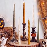 Threlaco 6 Pcs Halloween Taper Candle Set 9.8 Inch Gothic Decorative | Pumpkin Ghost Bat Design, Dinner Candles with 3D Embossed for Party Gift Fall Home Decor Long Unscented Dripless Table Window