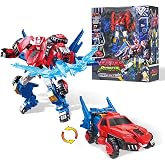 QUANTUM HEROES DINOSTER Transformable Robot 2 in 1 Raptor Bolt Wing | 8.66 inch Transforming Robot Toy for Kids , Chariot Transforming Toy for Boys Girls 5 6 7 8 9 10 Years, Red Blue