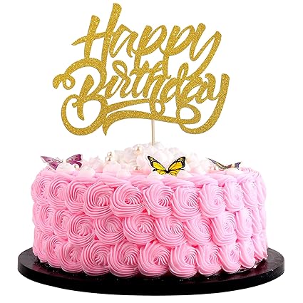 Artczlay Happy Birthday Cake Topper Golden Flash Birthday Party