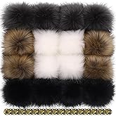 4.72 Inch Faux Fur Pom Poms for Hats 16 PCS Pompom for Hats Large Snap On Pom Poms for Hats Pompoms for Hats Removable Large Pom Poms for Hats for Knitting Hats Accessories (Classic Style)