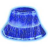 Ruconla LED bucket hat, Rave hat with light up hat 7 colors crazy hat, Glowing in the dark hat with USB rechargeable
