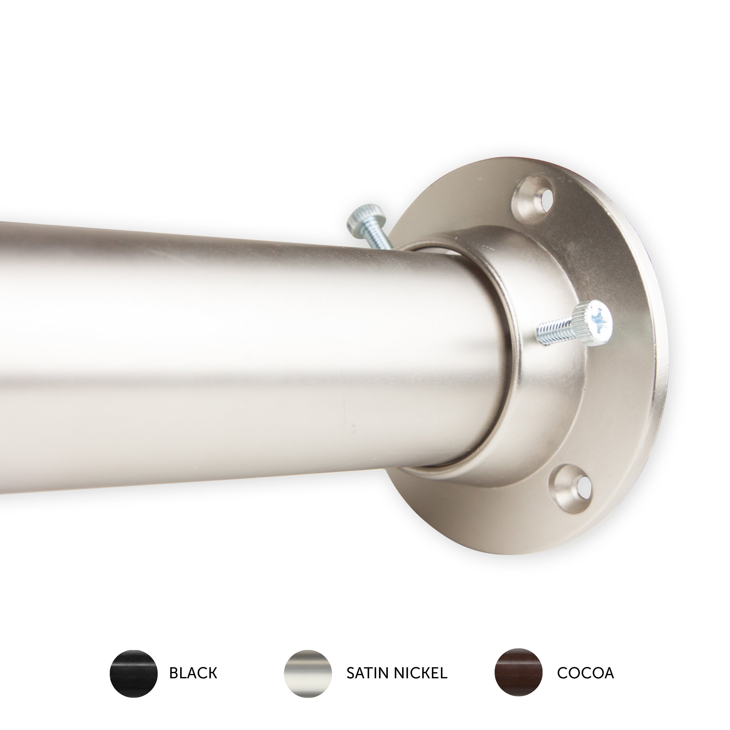 Rod Desyne 1.5" Premium Heavy Duty Adjustable Closet Rod with Socket Set, 28 x 48, Satin Nickel