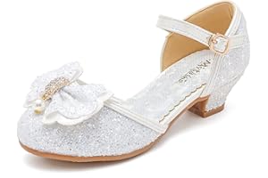 Motasha Girls' Sandals Closed Toe Heels Wedding Party Princess Shoes Sequins Bow for Toddler Little Big Kid