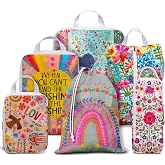 6 Set Compression Packing Cubes for Travel,Bohemia Packing Cubes for Suitcase Luggage Organizer Bags,Travel Essentials for Carry on Backpack,Ultralight and Waterproof (Colorful Flowers)