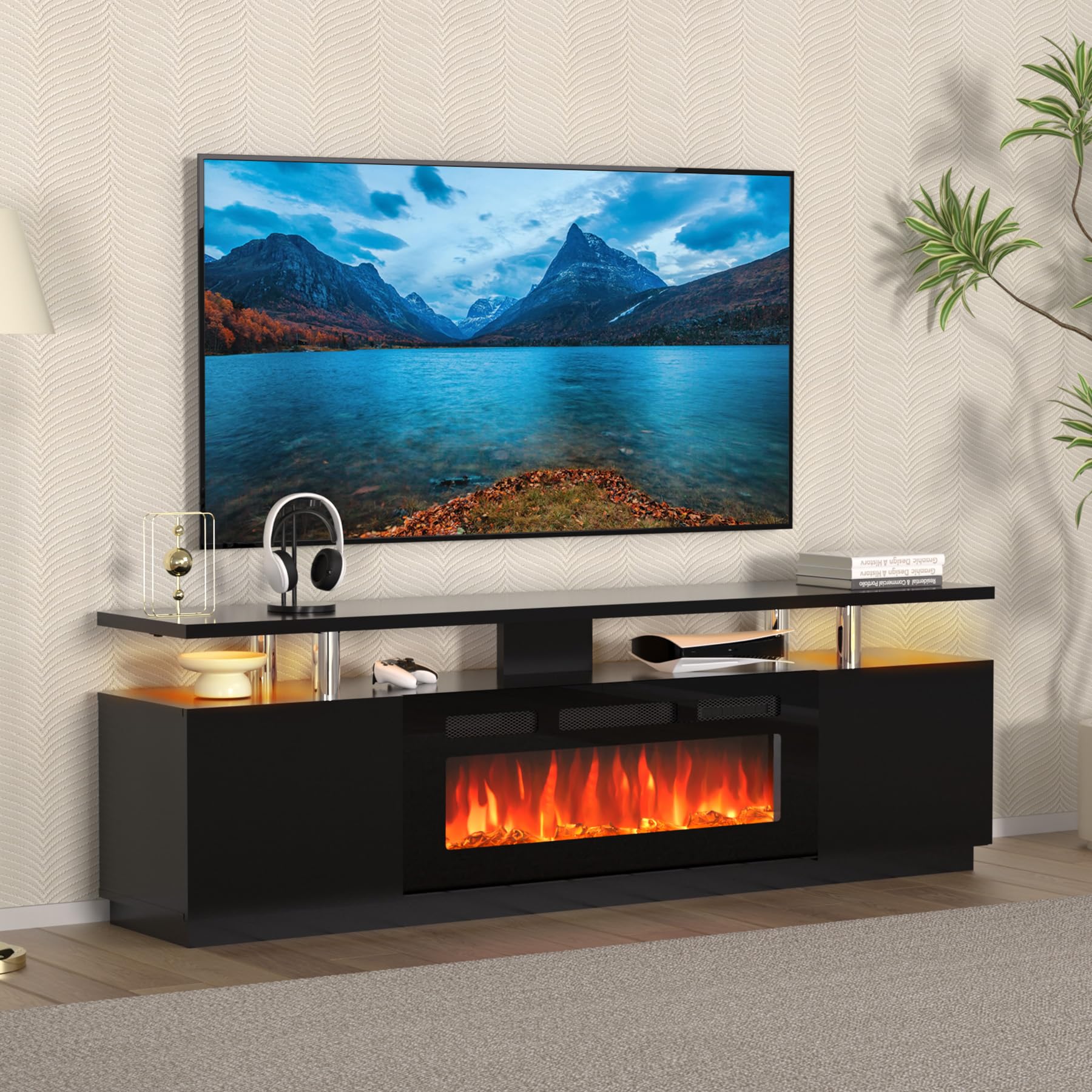 Photo 1 of ***fireplace only***
GAOMON 70 Inch Fireplace TV Stand with 36 Inch Electric Fireplace, 12 Colors LED Lights, 750W/1500W for Max 80 Inch TV, 2 Tier Storage 2 Door Cabinet