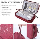 Teskyer Travel Organizer Bag Electronics Organizer Waterproof 8.5 x 5 Wine Red view 4