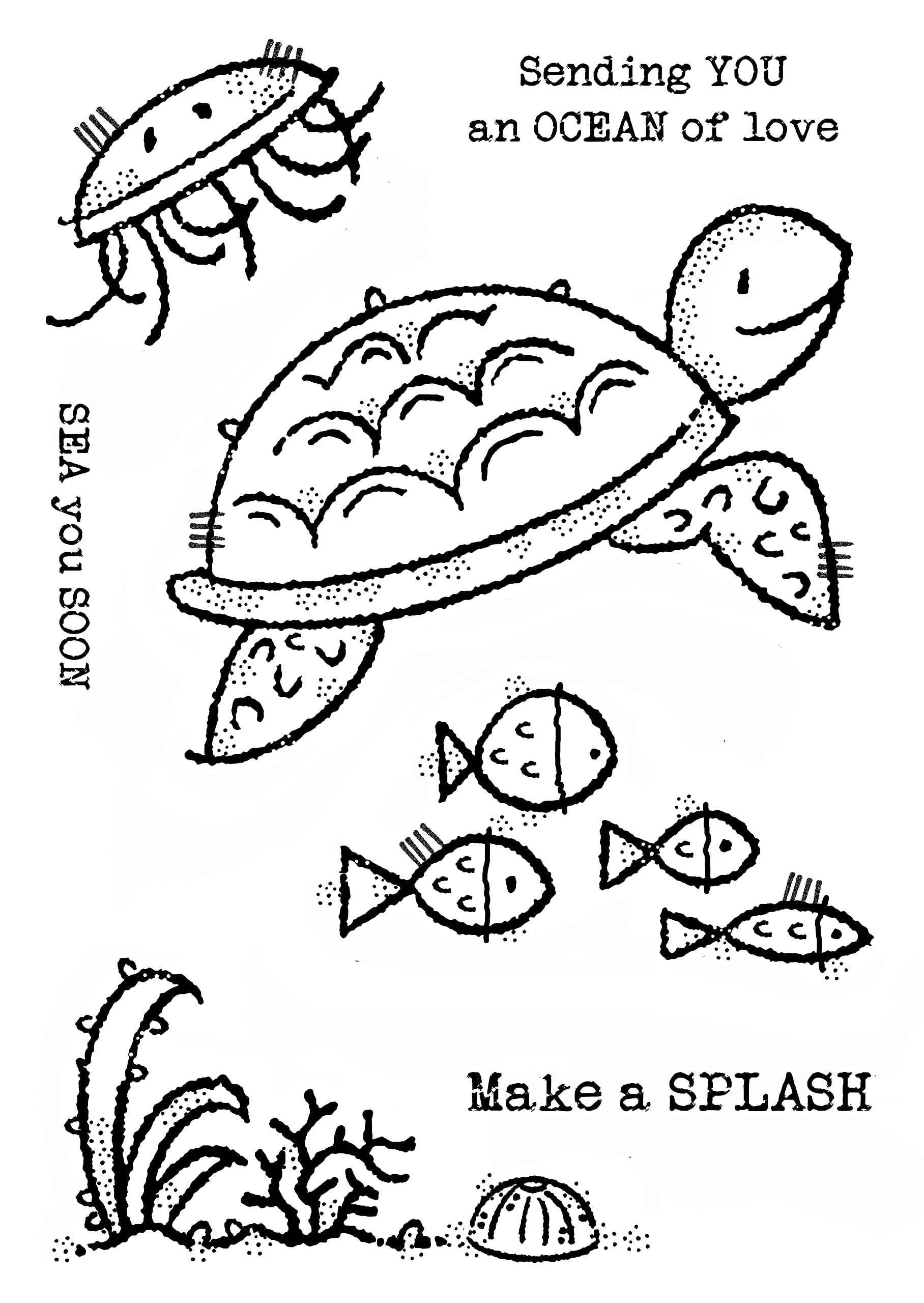 Woodware Francoise Collection - Sea Turtle - Clear Stamp Set, Transparent, 4 x 6 inches (FRS922)