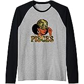 Pisces Queen Pisces Zodiac Sign Camo Afro Girl Raglan Baseball Tee