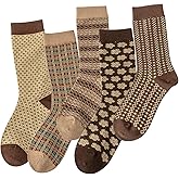 MAVTBOFL 5 Pair Vintage Cotton Crew Socks for Women Pretty Aesthetic Long Preppy Ankle Socks