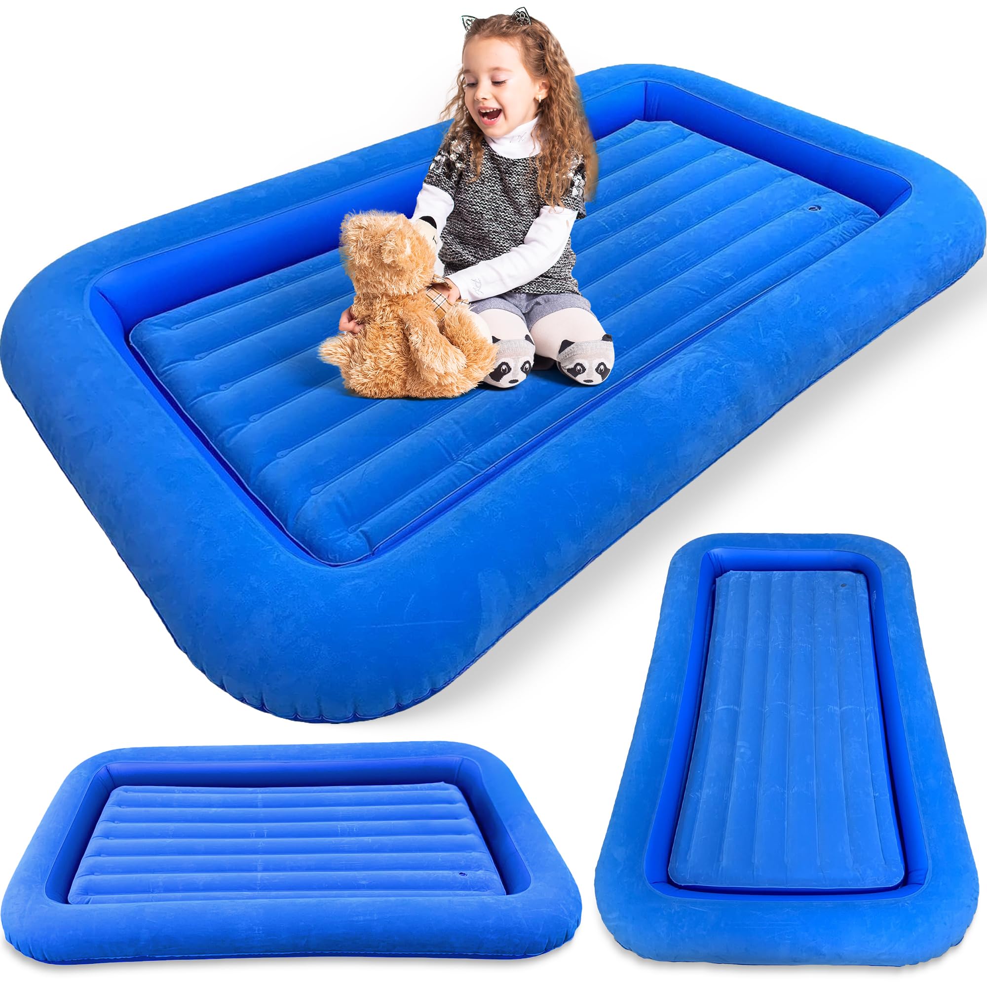 Vanilla Leisure Kids Inflatable Bed Raised Sides Childs Air Mattress Camping and Travel Bed Quick Inflation Childens Sleepover Inflatable Mattress Size: 152 x 89 x 19cm
