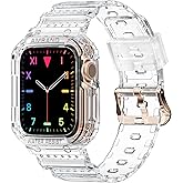 amBand Compatible with Apple Watch Series 9/8/7/(SE 3/SE 2/SE)/3/6/5/4/3 Bands Clear for Women 41mm/40mm/38mm with Case, Nice