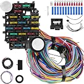 Universal 21 Circuit Wiring Harness Kit Standard Color Wiring with 17 Fuses | Universal Extra Long Wire 21 Circuit Wiring Harness for GM Chevy Chrysler Dodge Ford Hotrods Plymouth Mopar Mercury Ratrods