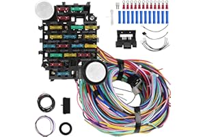 SAREE Universal 21 Circuit Wiring Harness Kit, Universal Extra Long Wire 21 Circuit Wiring Harness Standard Color 17 Fuses for GM Chevy Chrysler Dodge Ford Hotrods Plymouth Mopar Mercury Ratrods