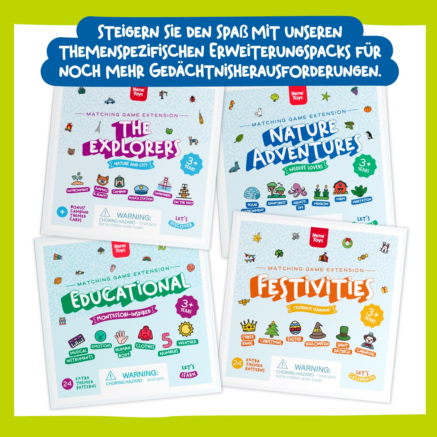 Nene Toys Marienkäfer-Garten, Gedächtnisspiel aus FSC® Holz für Kinder ab 3 Jahren – Pädagogisches Brettspiel mit 10 lustigen Mustern – Montessori Memo-Spiel – Geschenk Jungen Mädchen ab 3 4 5 Jahren 6