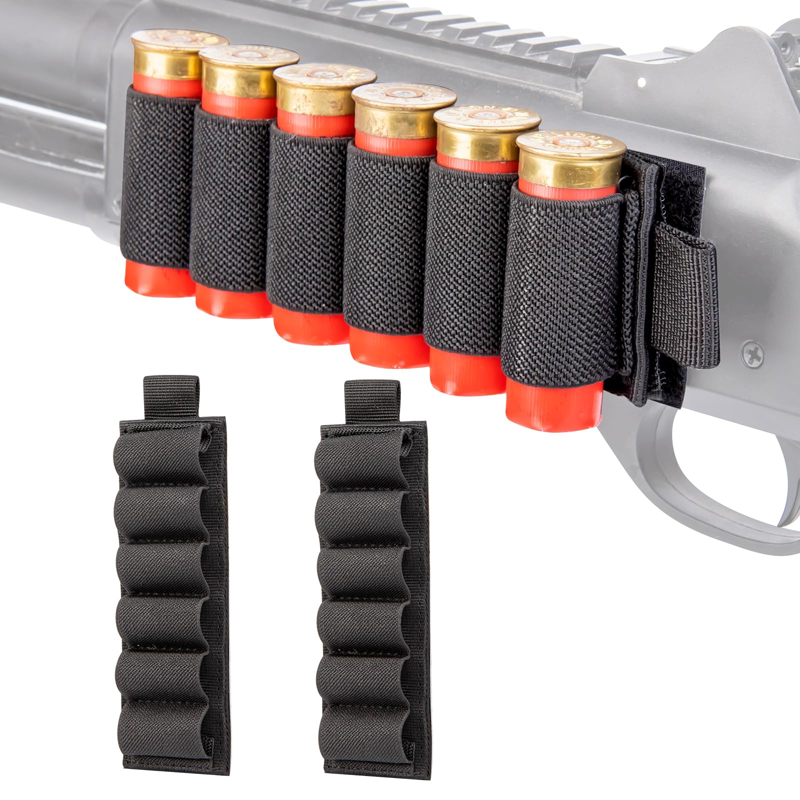Photo 1 of 12 Gauge Shotgun Shells Holder Loops,2 Pack Shogun Ammo Holder Side Saddle with Adhensive Back Stickers for Outdoor Hunting Quick Change of Ammunition