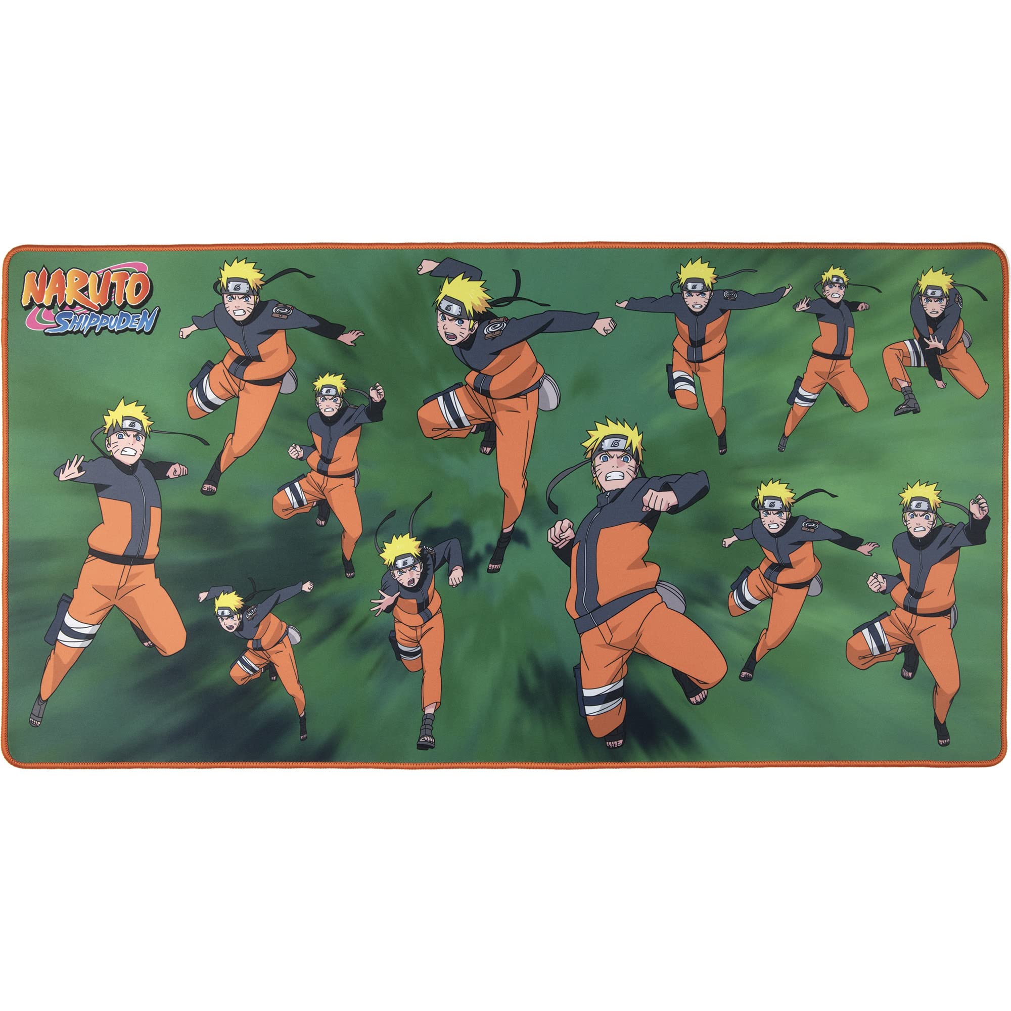 Konix Naruto Shippuden Gaming-Mauspad XXL 90 x 46 cm - rutschfeste Mikrofaser-Oberfläche - Gummi - Naruto Multi-Klon-Muster - Grün