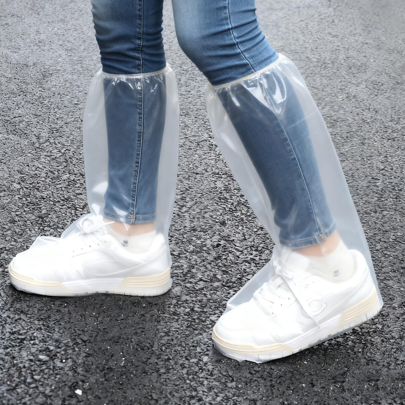 Photo 1 of 10 Pairs Waterproof Shoe Covers for Rain - Disposable Plastic Rain Shoe Covers - Water Proof Boot Protector for Men Women, Indoor Outdoor Rain Cover for Shoes (38 * 50cm)