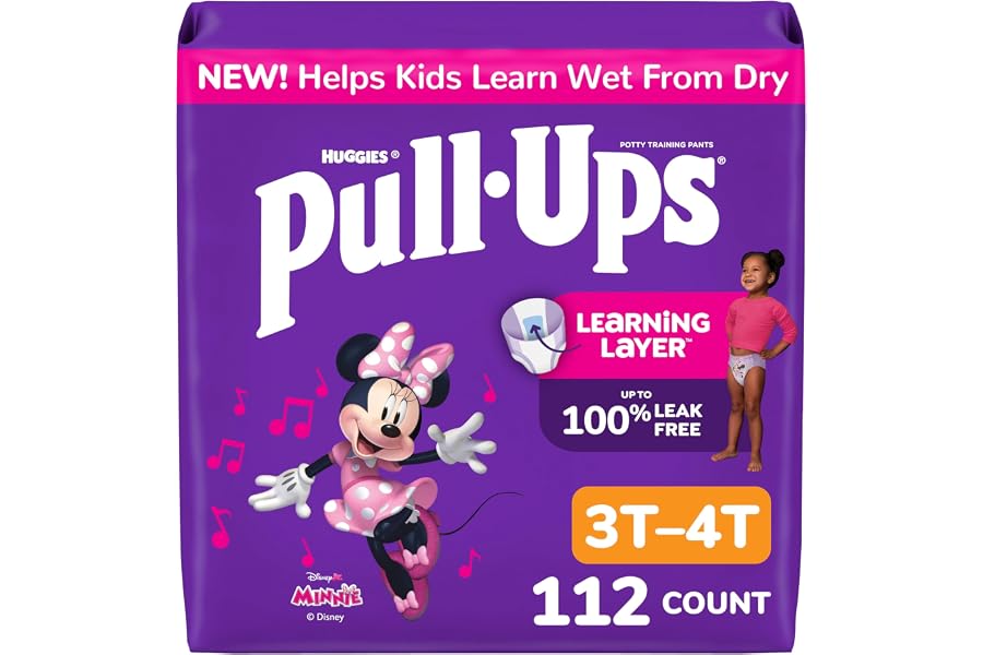 Pull-Ups Girls' Potty Training Pants, Size 3T-4T Training Underwear (32-40 lbs), 112 Count
