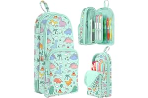 LISEVO Cute Dinosaur Pencil Case,Unique Aesthetic 3D Schoolbag-Shaped Pencil Pouch for Girls Boys Kids Women,Big Capacity Pen and Pencil Stationery Organizer Bag with Zippers for School Office