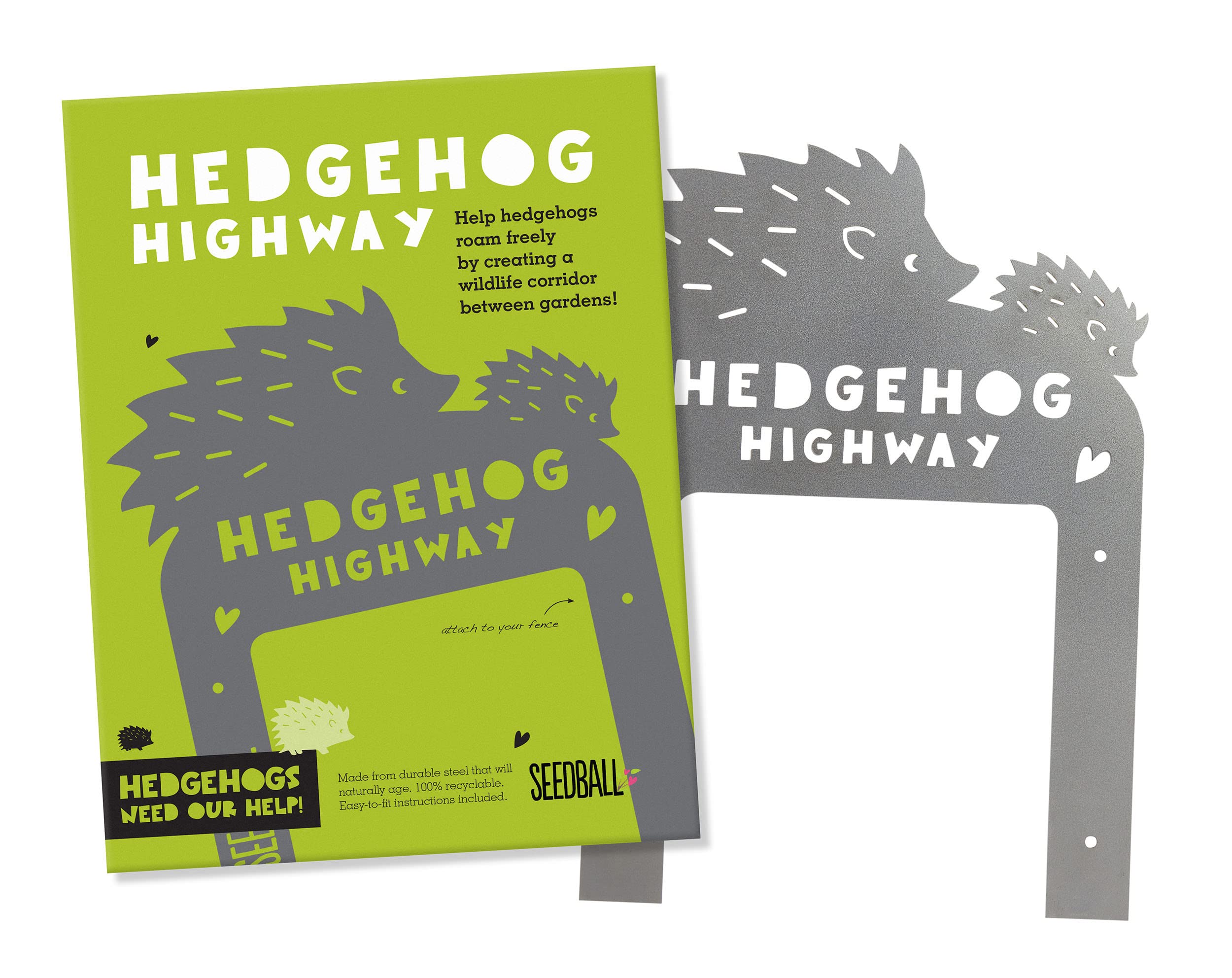 Seedball Steel Hedgehog Highway | As Seen on TV - Wild London | Perfect Garden Accessories & Thoughtful Hedgehog Gifts - Create Animal Walkways | Position on Garden Fence Near a Hedgehog House