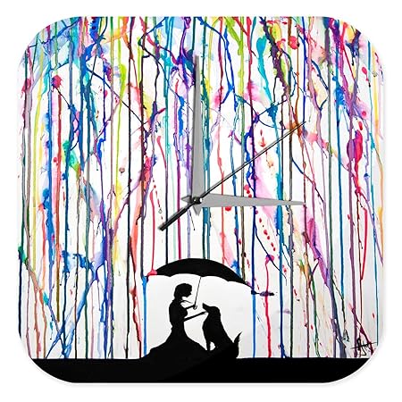 Leotie Retro Wall Clock Colourful Rain Dog Vintage Decoration