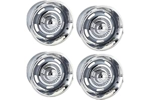 Speedway Motors GM Style Rally Wheel Kit with 15x7 and 15x8 Silver Painted Steel Wheels, 5 on 4.75” BP, Includes Beauty Rings, Derby Center Caps, Lug Nuts, and Valve Stems Set of 4