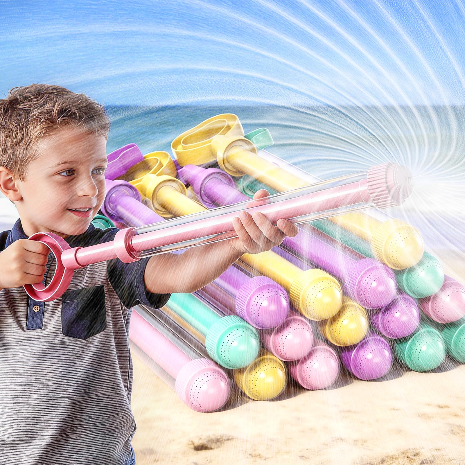 BLmukce 16 Pack Water Guns for Kids, Pull-Out Design Water Blaster Soaker, Creative Fireworks Spray Effect, Summer Pool Beach Party Favors, Outdoor Toy Guns for Boys Girls Adults