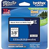 Brother Tape, Retail Packaging, 3/8 Inch, Black on