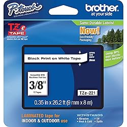 Brother Tape, Retail Packaging, 3/8 Inch, Black on