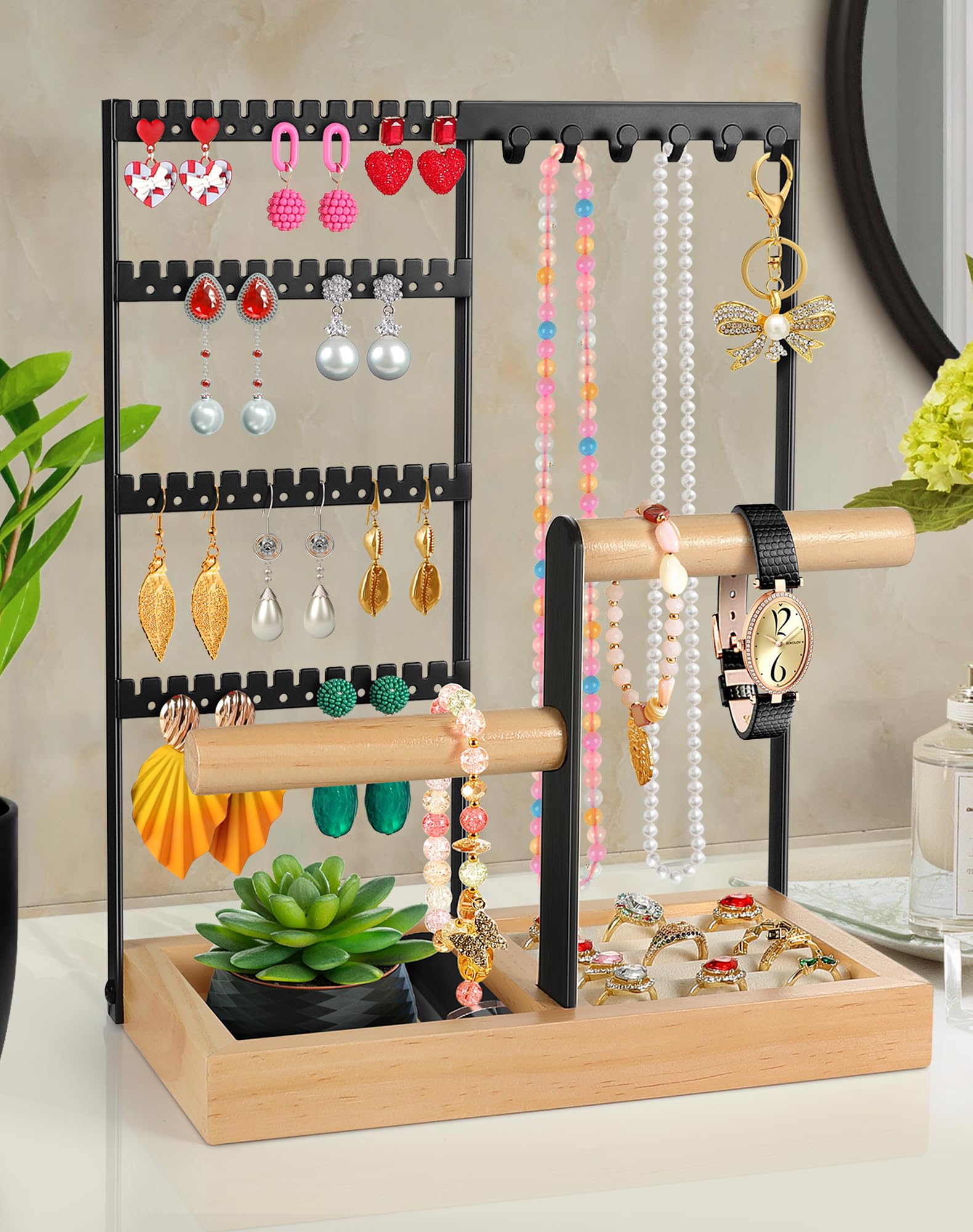 Trucker Hats For Women Metal Jewelry Tree Stand Organizer - Multi-Tier  Display For Necklaces, Earrings \u0026 Bracelets Necklace Holder Stand, image size:1580x2000