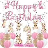 Bunny Birthday Decorations: Some Bunny Is One Decorations Rabbit Birthday Banner Honeycomb Centerpiece Balloon Hanging Swirls for Easter 1st 2nd Pink Rabbit Birthday Party Supplies