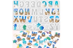 Moukiween Alphabet Keychain Molds with Hole, Resin Letter Number Molds for Keychain Jewelry Pendant Making Kit