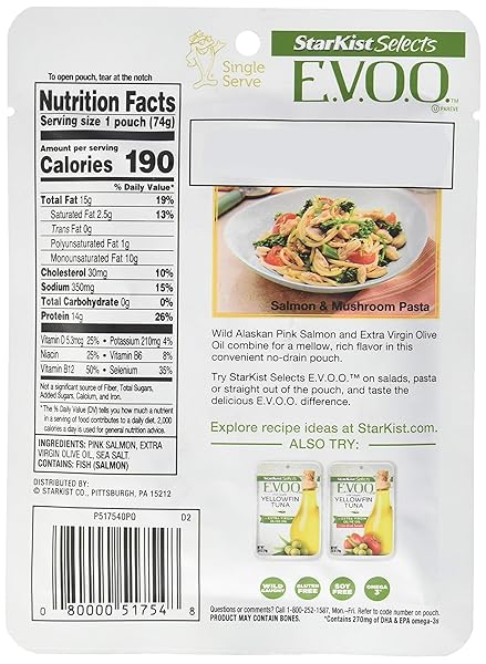 STARKIST SELECTS E.V.O.O. WILD-CAUGHT PINK SALMON – 2.6 OZ POUCH