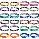 Qoncosy 24 Pack WWJD Bracelets Bulk, What Would Jesus Do Bracelets with Woven Design, Adjustable Christian Bracelets for Men Women, Inspirational Religious Gifts Set