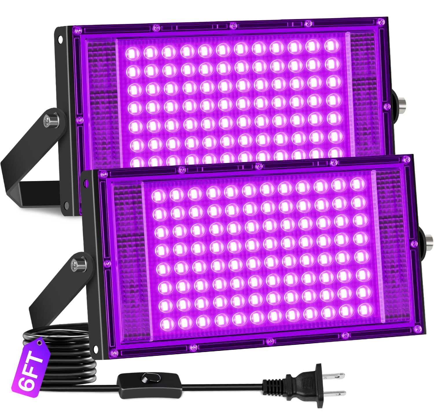 Photo 1 of ***Partial  set***
 Pack 100W LED Black Light IP66 Waterproof, Outdoor Blacklight Flood Light with Plug+Switch, Powerful for Halloween Neon Glow in The Dark Party Body Paint Fluorescent Poster Classroom Stage Lighting