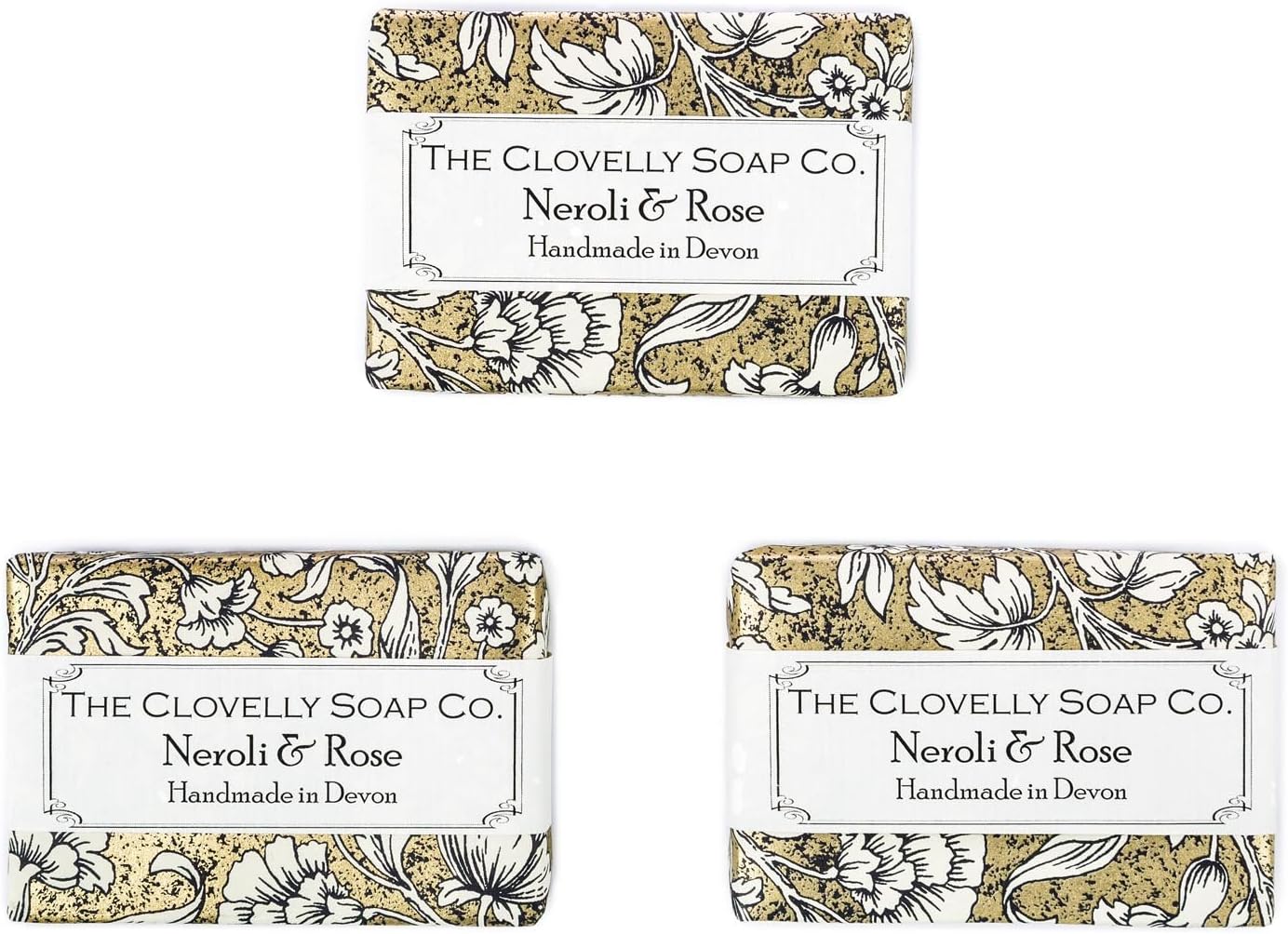 Clovelly Soap Co Natural Handmade Neroli & Rose Soap Bar for all Skin Types 3X 100g Multipack