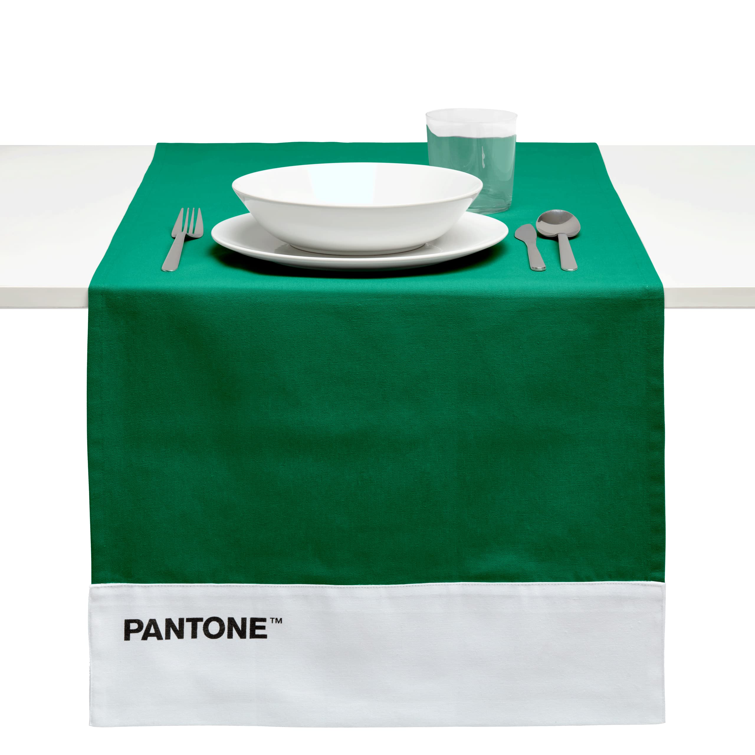 Pantone Modern Table Runner in 100% Cotton, 220 g – Soft and Durable Centerpiece Tablecloth, Ideal for Kitchen Accessories and Fabric Placemats, 45 x 145 cm, Green