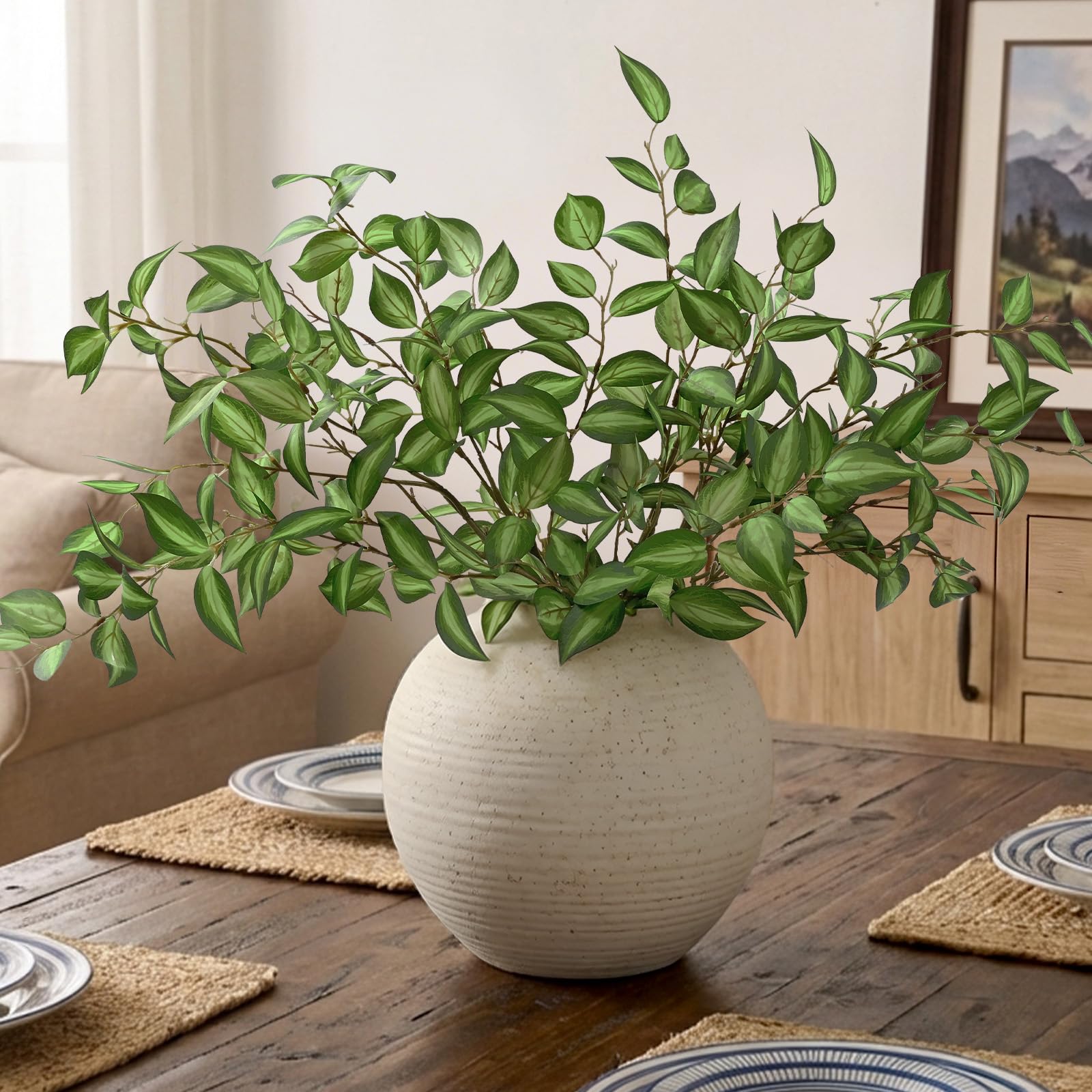 Photo 1 of Waipfaru 5PCS Artificial Eucalyptus Stems, 32.7 inch Fake Plants Greenery Leaves, Silk Faux Olive Tree Branches for Vases, DIY Stems for Home Indoor Kitchen