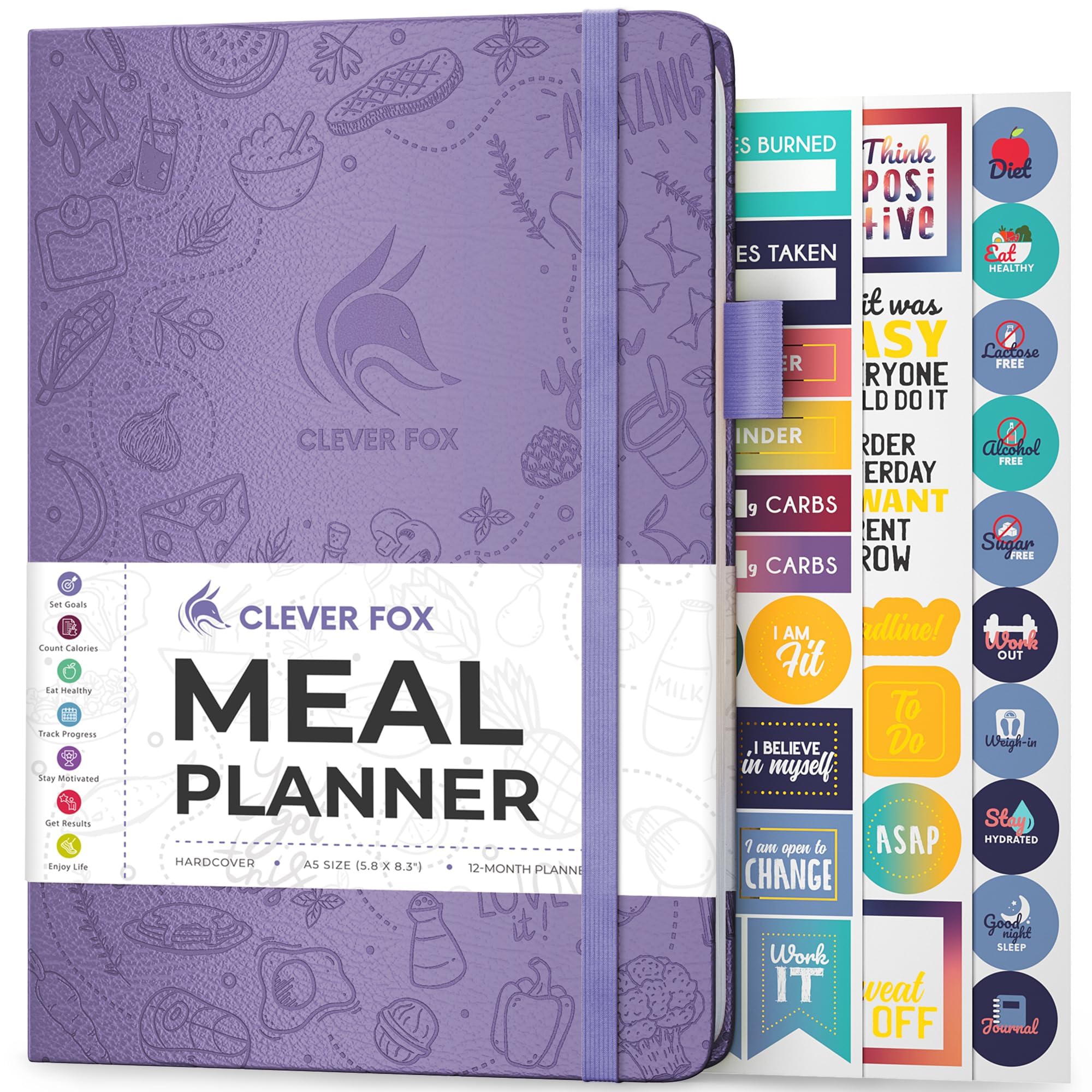 Clever Fox Weekly Meal Planner - Weekly & Daily Meal Prep Journal with Shopping and Grocery Lists for Menu Planning, Healthy Diet & Weight Loss Tracking (Lavender, A5 (14.5 x 21cm))