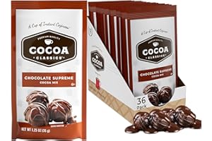 Cocoa Classics Chocolate Supreme Cocoa Mix, Hot Chocolate, Made with Nonfat Milk, Just Add Hot Water, Make Hot or Iced Cocoa, Gluten Free & Kosher Dairy Friendly, 1.25oz Packets (Pack of 36)