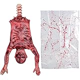 Halloween Bloody Half Body, 37" Latex Skinned Half Body Hanging Corpse Torso in a Bag for Haunted House Halloween Party Indoo