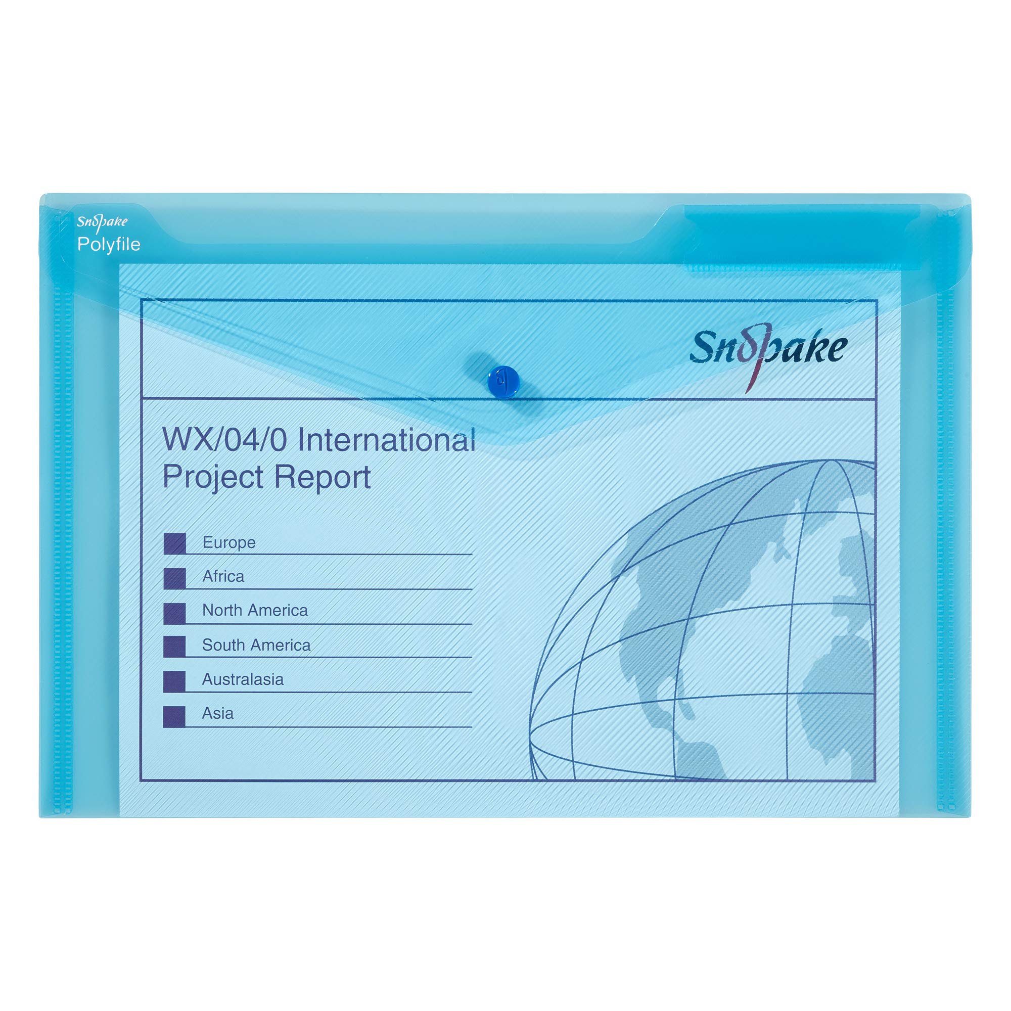 Snopake Foolscap Classic Blue Polyfile Popper Wallet [Pack of 5] Popper Wallet with Index Tab and Press Stud Closure [11151x]