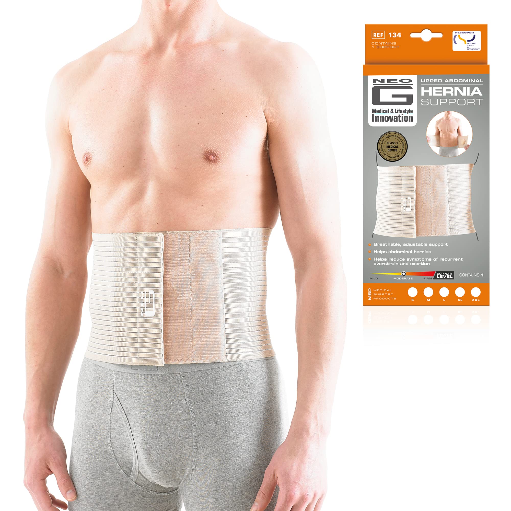 Neo-G Hernia Belt for Men and Women – Upper Abdominal Hernia Support – Umbilical Hernia Support Belt - Reduces Symptoms of Overstrain & Exertion - Breathable & Adjustable (Medium)