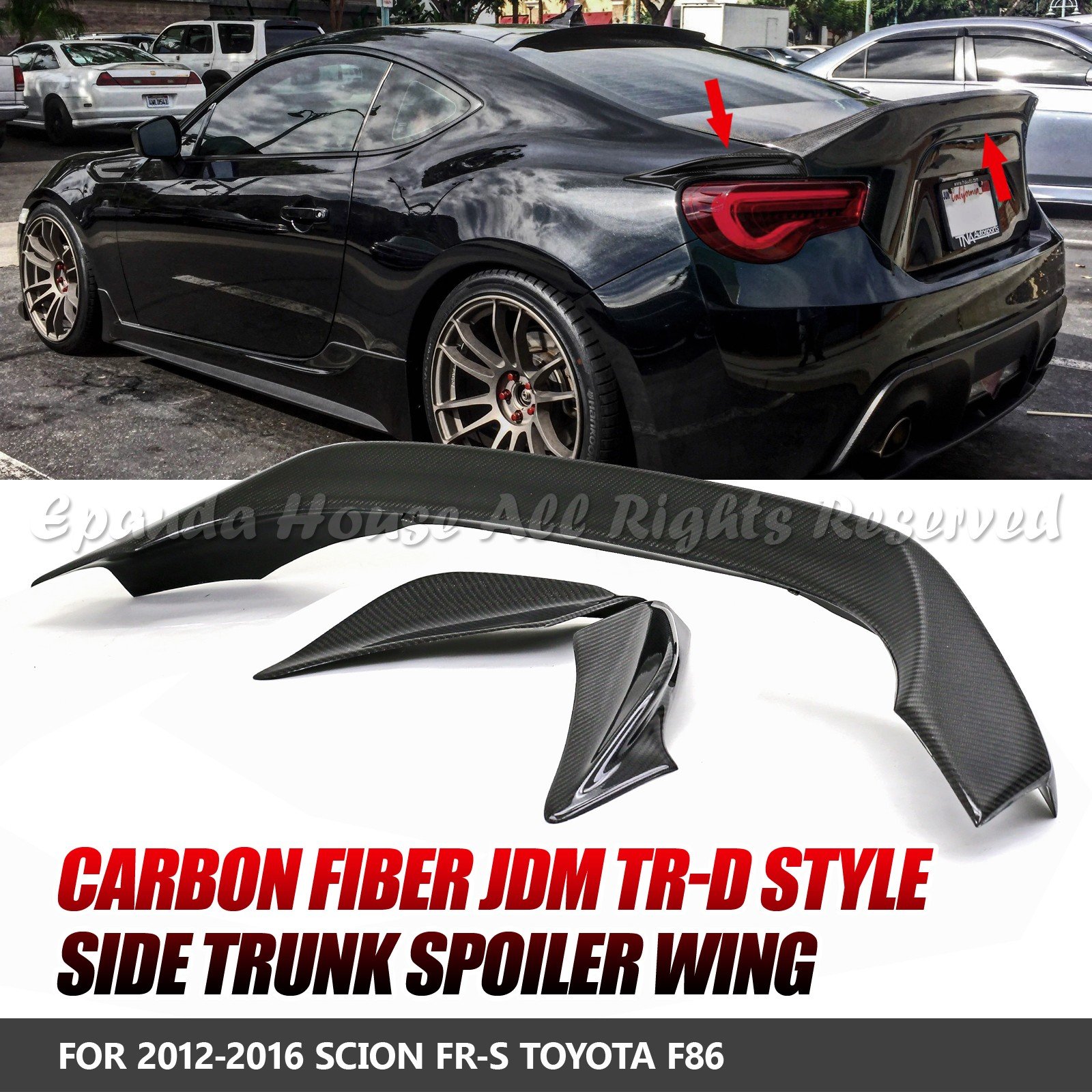 EpandaHouse Compatible with 1317 FRS/86/BRZ TRD Style 3Pc Carbon Fiber Ducktail Rear Trunk