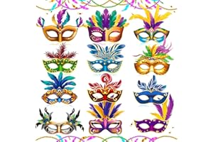 Woosytoo Mardi Gras Masks Paper Vintage Masquerade Mask for Adult Kids New Orleans Mardi Gras Costume Parade Prom Prop